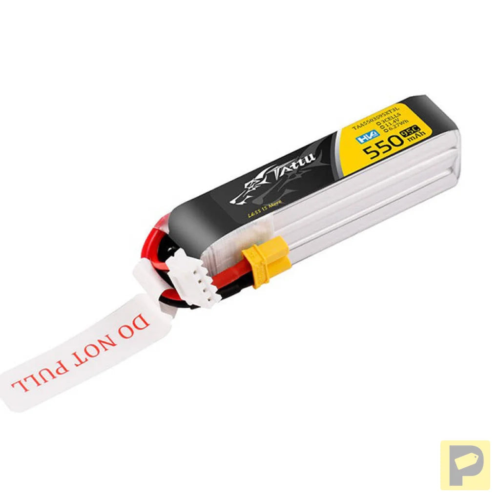 Tattu 3s 550mAh 95C 11.4V HV Lipo Battery with XT30 Plug Long-Pack Connector