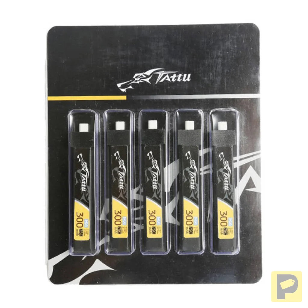 Tattu LiPo 300mAh 3.8V 75C 1S1P HV BT2.0.5 battery (5pcs)