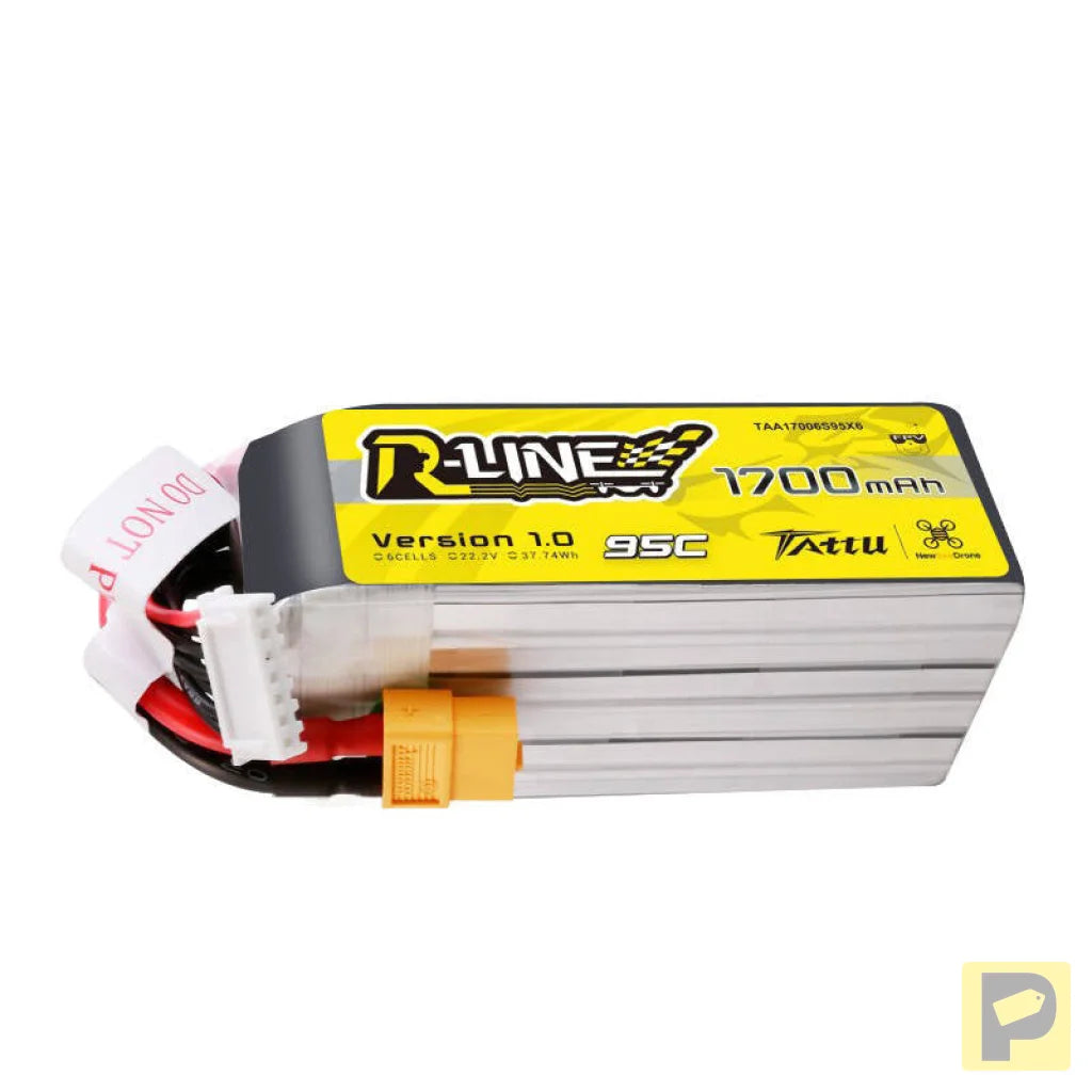 Tattu R-Line 22.2V 1700mAh 6S 95C Lipo Battery with XT60 Plug