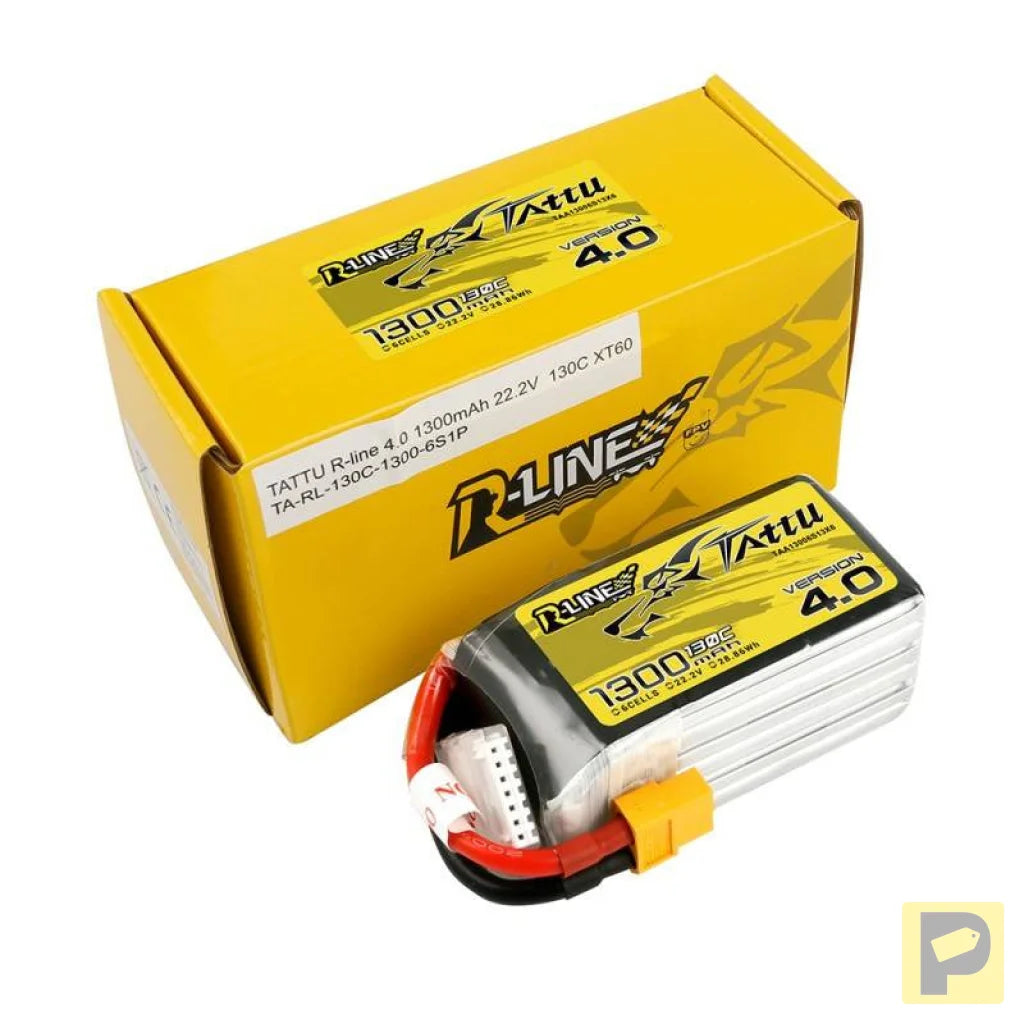 Tattu R-Line 4.0 1300mAh 22.2V 130C 6S1P XT60 Battery