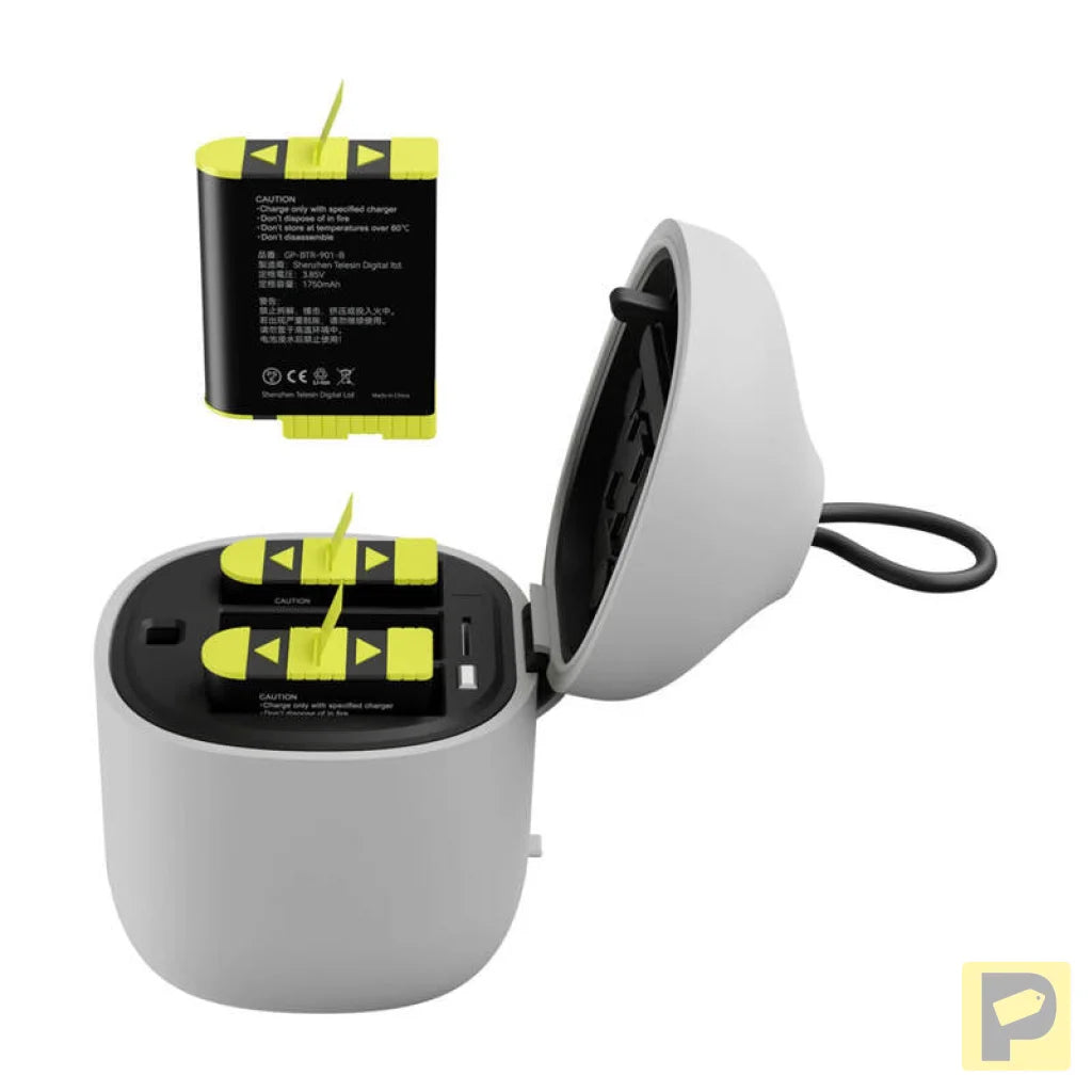 Telesin Allin box triple-channel charger + 3 batteries for GoPro Hero 12 / 11 / 10 / 9 (yellow)