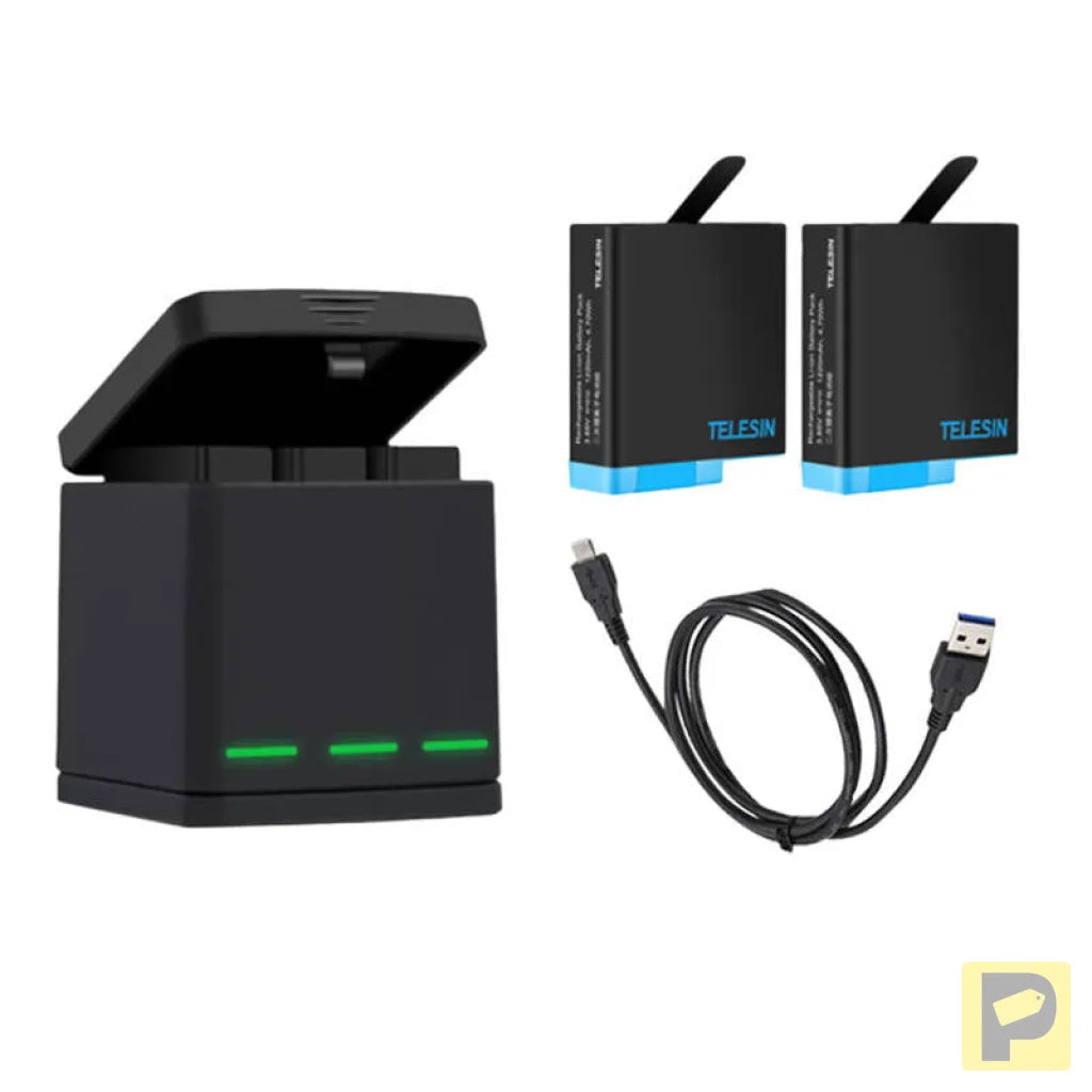 Telesin Box three-channel charger for GoPro Hero 5/6/7/8 + 2 batteries (GP-BNC-801)