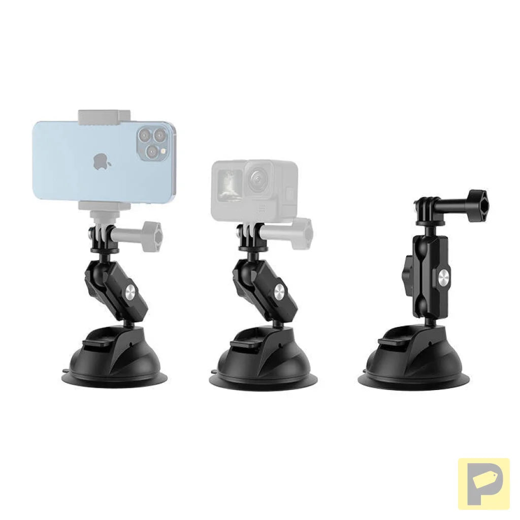 TELESIN Universal Suction Cup Holder with phone holder and action camera mounting TE-SUC-012