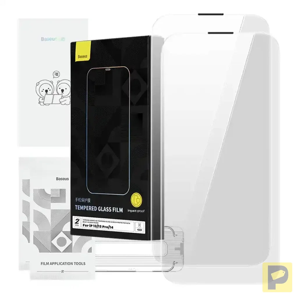 Tempered Glass Baseus Corning for iPhone 13/13 Pro/14 with built-in dust filter
