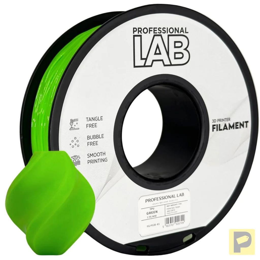 TPU is a flexible and wear-resistant filament, suitable for printing rubber-like parts such as seals, gaskets, cases, or flexible mounts. Requires low print speed and proper filament guidance.