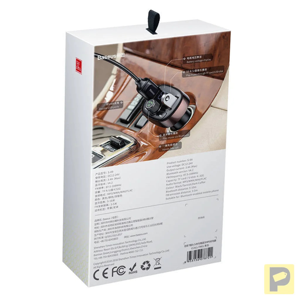 Transmitter FM Baseus T-typed S-09 Bluetooth (black)