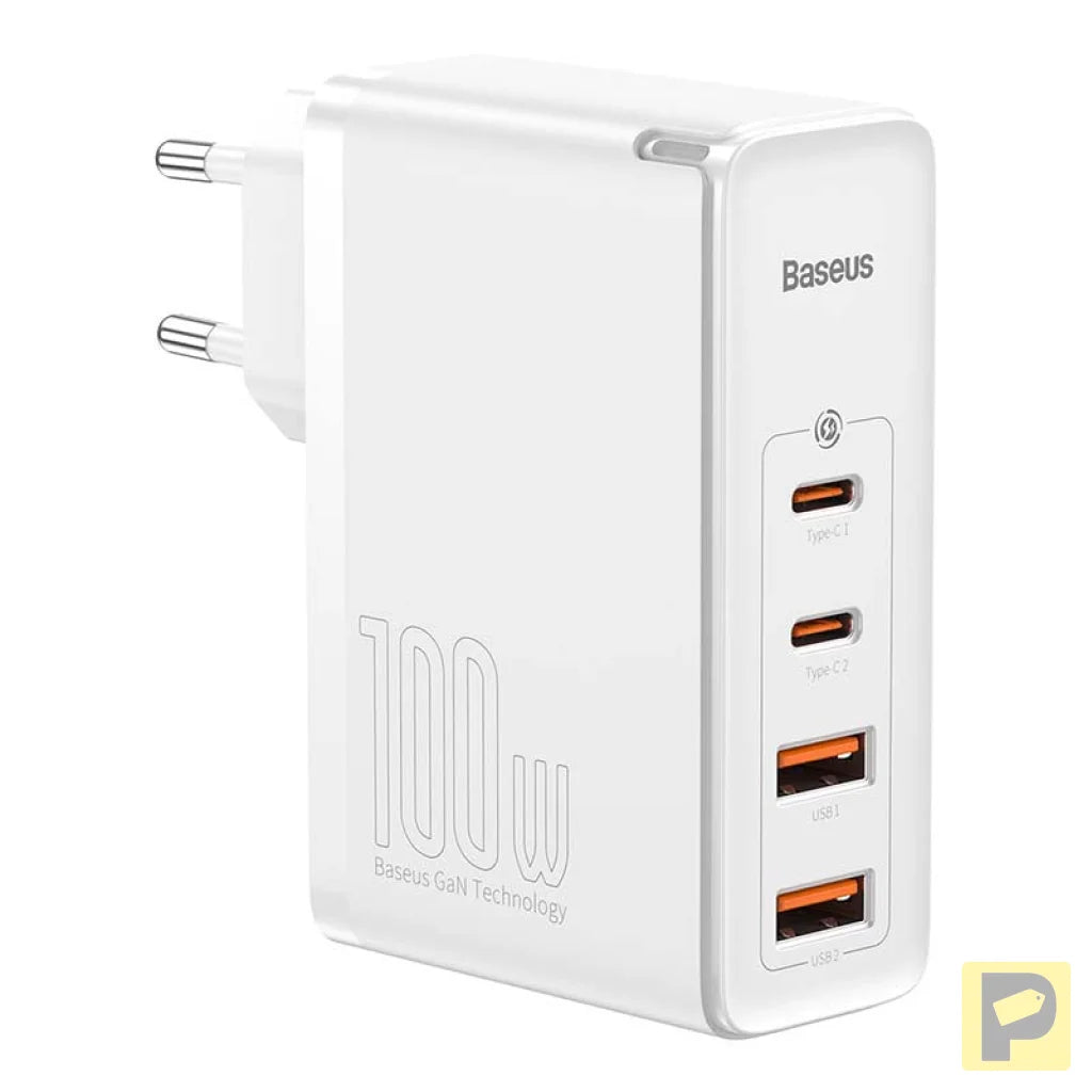 Travel Charger Baseus GaN2 Pro Quick 2x USB + 2x USB-C, 100W, EU (white)