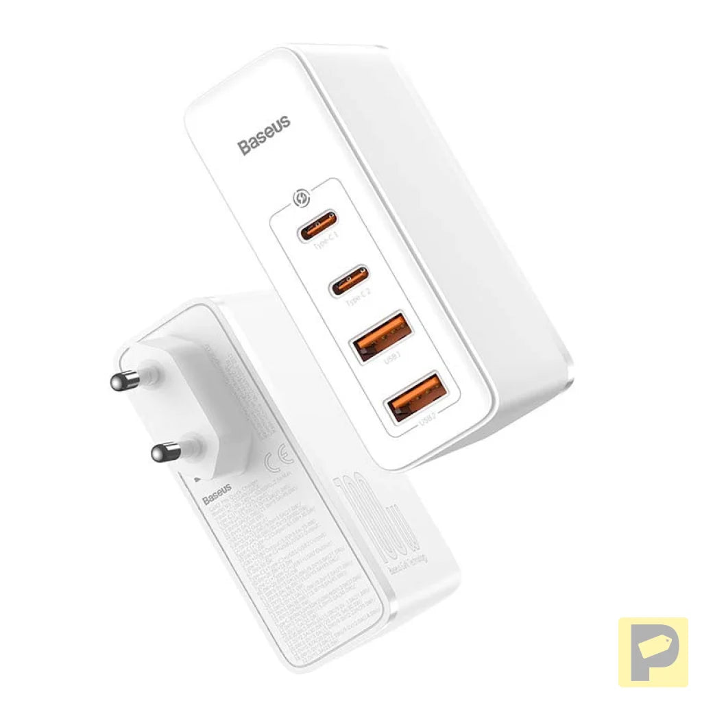 Travel Charger Baseus GaN2 Pro Quick 2x USB + 2x USB-C, 100W, EU (white)