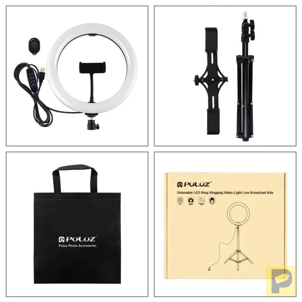 Tripod Mount Puluz with 26cm LED Ring Vlogging 1,1m PKT3070B