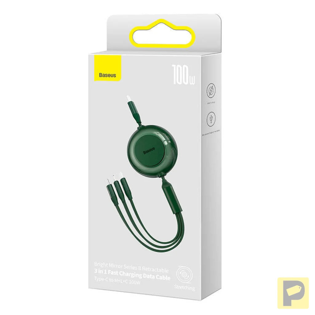 USB-C 3-in-1 cable Baseus Bright Mirror 4 for micro USB / USB-C / Lightning 100W / 3.5A 1.1m (Green)