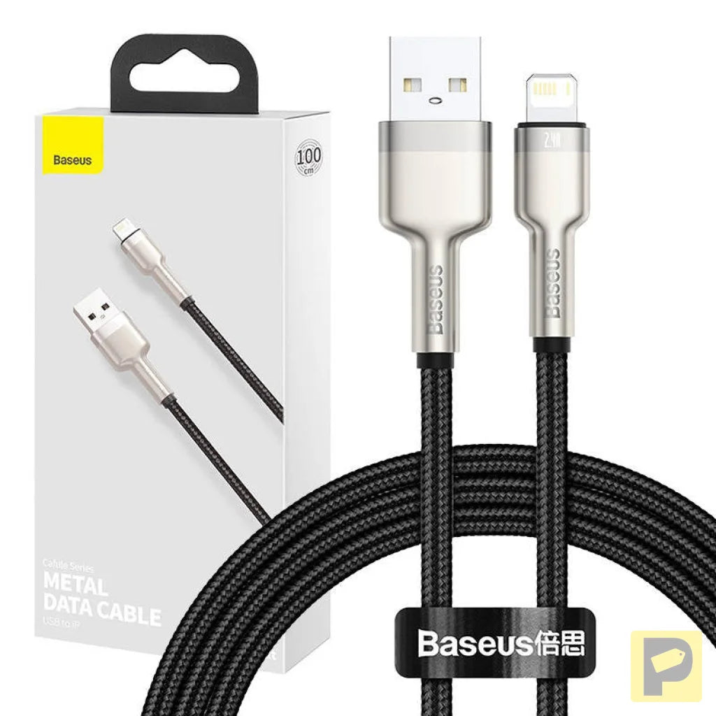 USB cable for Lightning Baseus Cafule, 2.4A, 1m (black)