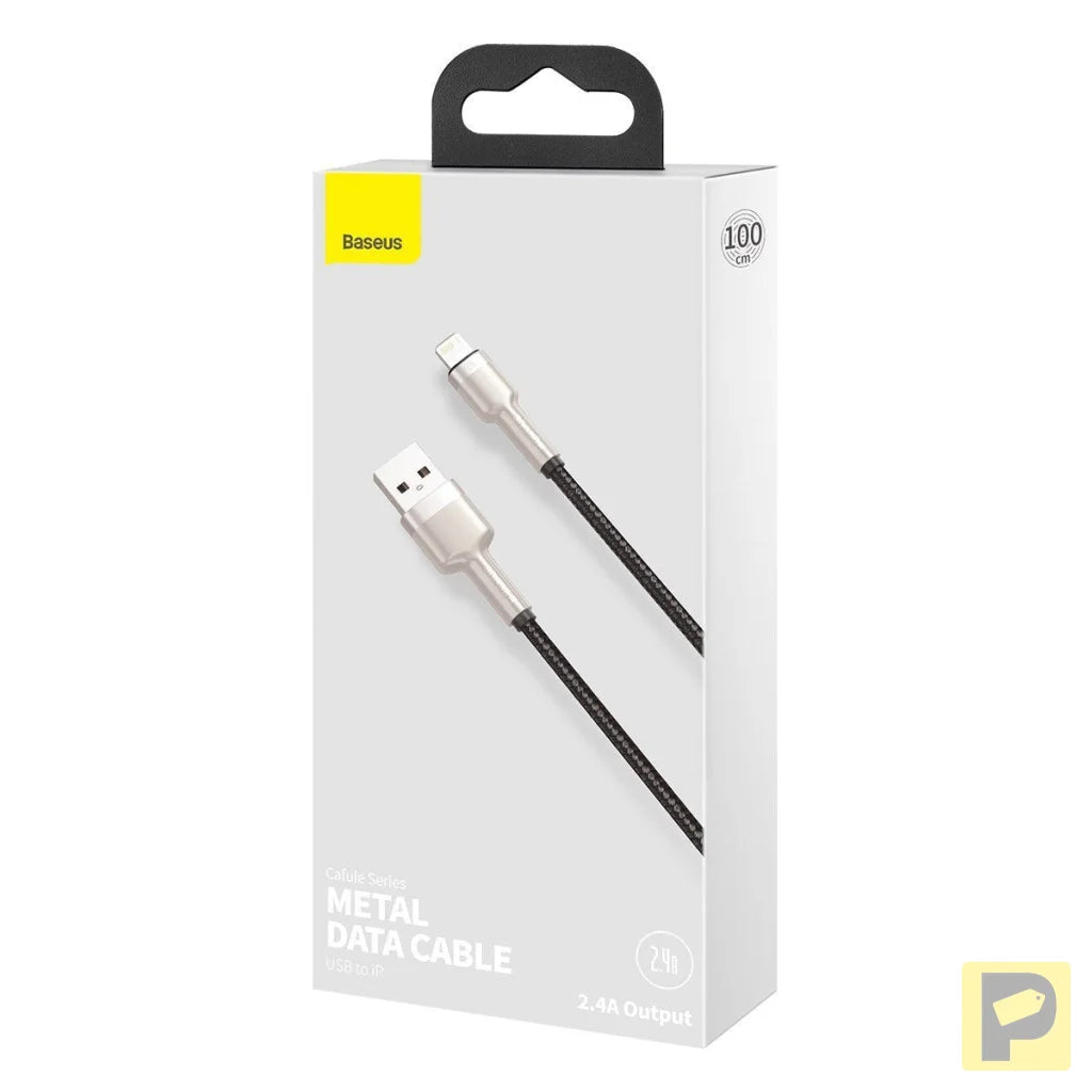 USB cable for Lightning Baseus Cafule, 2.4A, 1m (black)