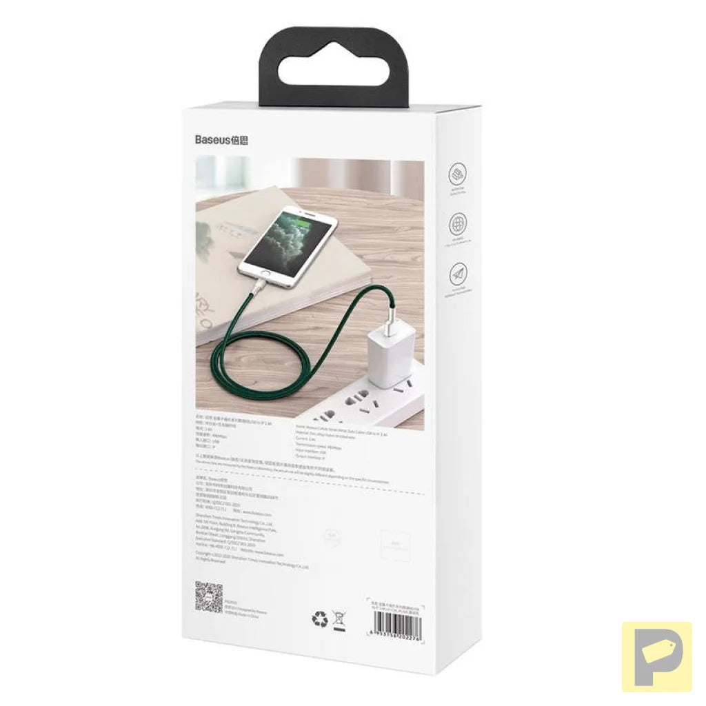 USB cable for Lightning Baseus Cafule, 2.4A, 1m (green)