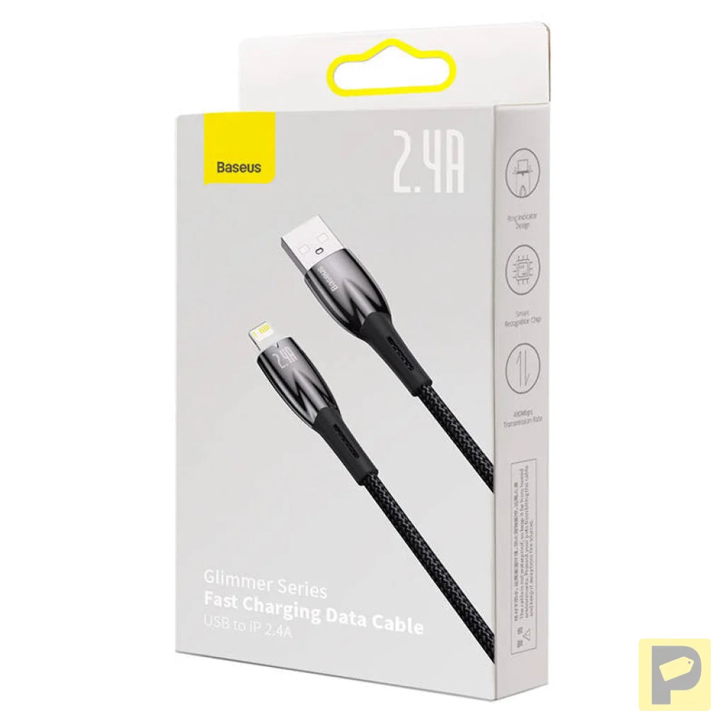 USB cable for Lightning Baseus Glimmer Series, 2.4A, 2m (Black)