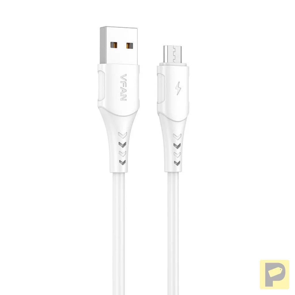 USB to Micro USB cable VFAN Colorful X12, 3A, 1m (white)