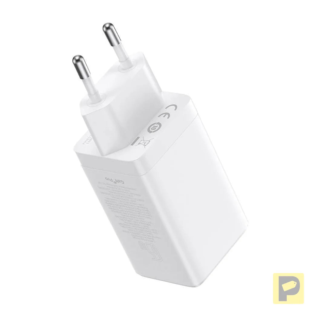 Wall charger Baseus GaN5 Pro 2xUSB-C + USB, 65W (white)