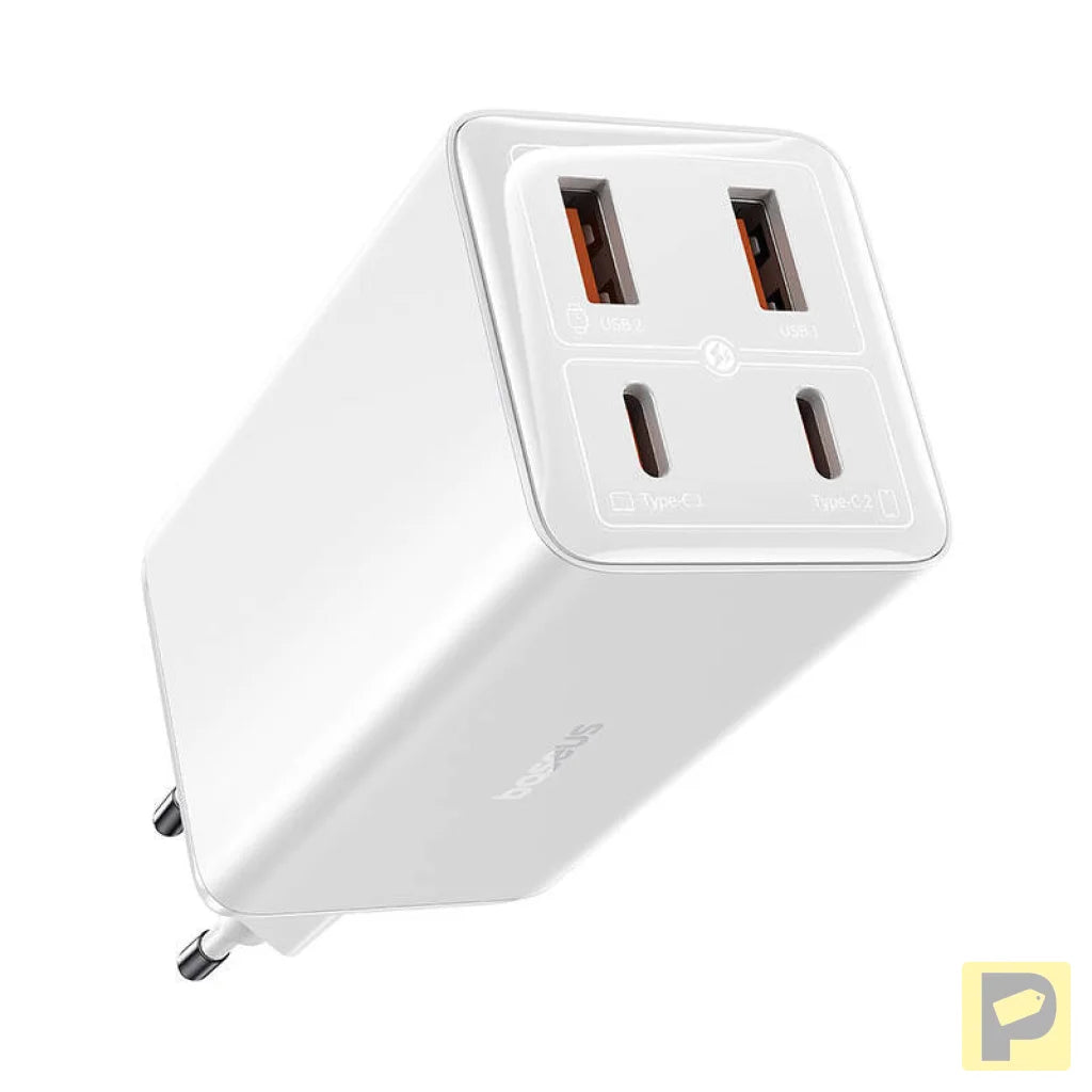 Wall charger Baseus GaN6 Pro 2xUSB-C + 2xUSB, 100W (white)