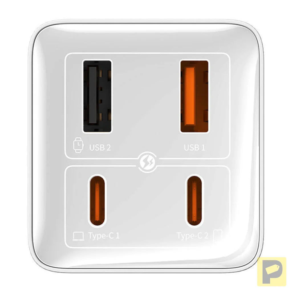 Wall charger Baseus GaN6 Pro 2xUSB-C + 2xUSB, 100W (white)