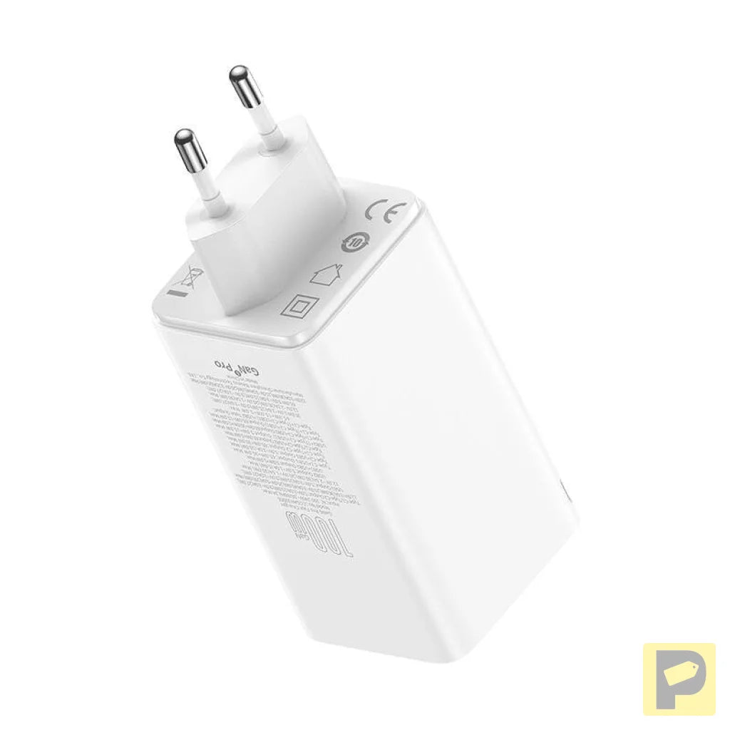 Wall charger Baseus GaN6 Pro 2xUSB-C + 2xUSB, 100W (white)