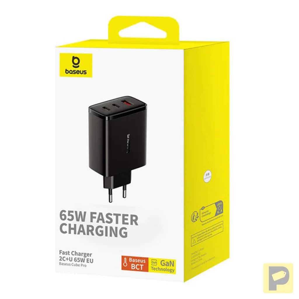 Wall charger Baseus OS-Cube Pro 2xUSB-C + USB, 65W (black)