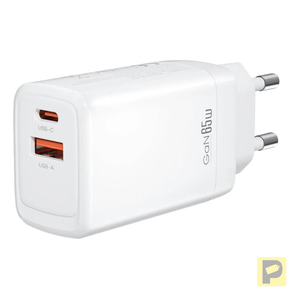 Wall charger XO CE17, 65W, 1x USB-C, 1x USB-A