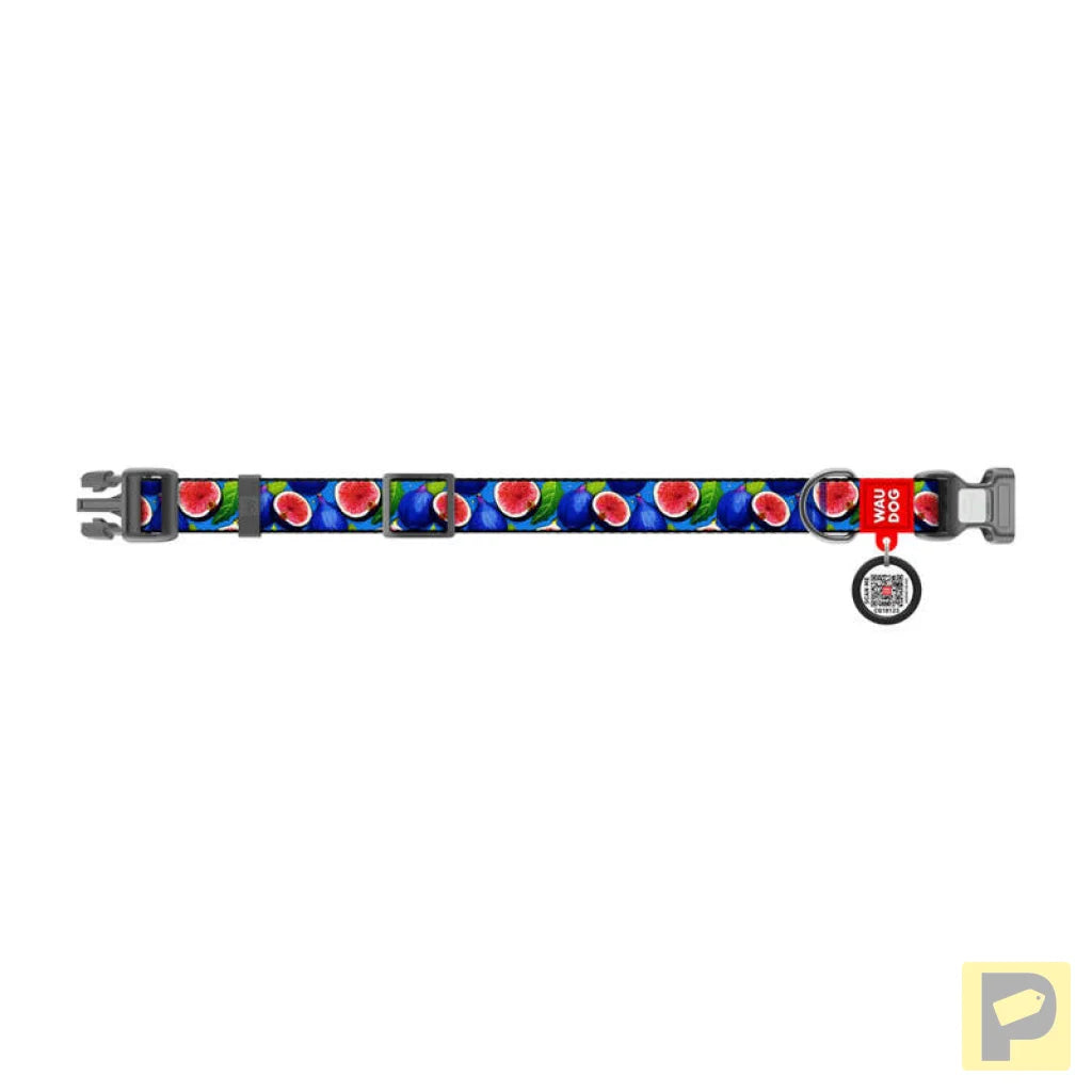 Waudog "Fig" nylon dog collar with QR code, size S