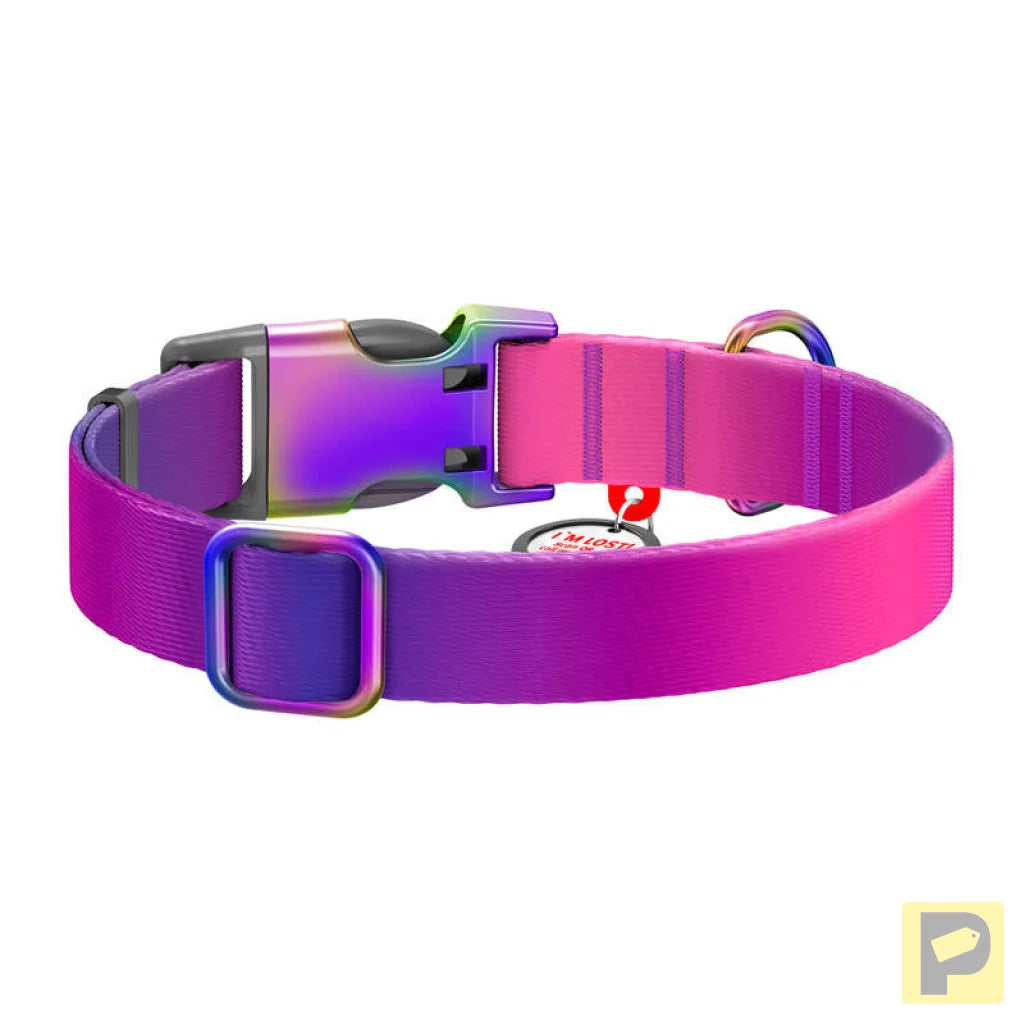 Waudog gradient nylon dog collar with QR code, purple , size XL