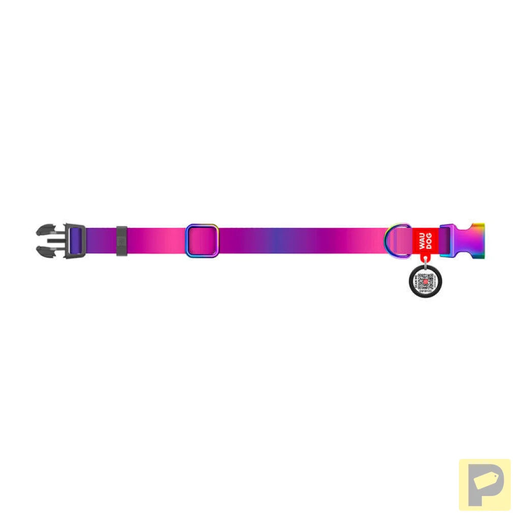 Waudog gradient nylon dog collar with QR code, purple , size XL