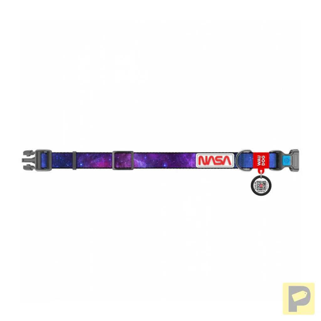 Waudog "NASA21" nylon dog collar with QR code, size M, width 20 mm