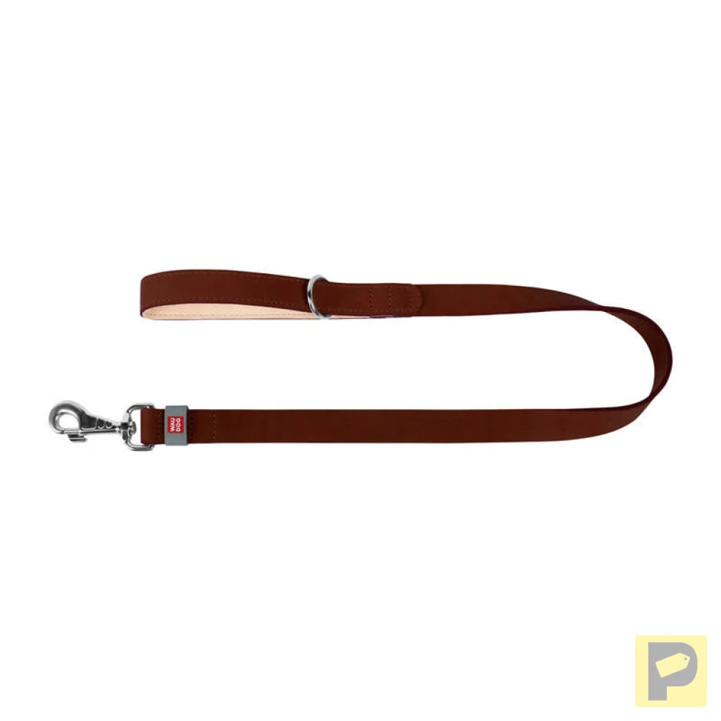 WAUDOG natural leather dog leash 14 mm wide, 122 cm long brown