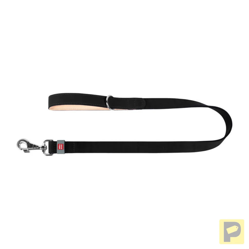 WAUDOG natural leather dog leash 20 mm wide, 122 cm long Black