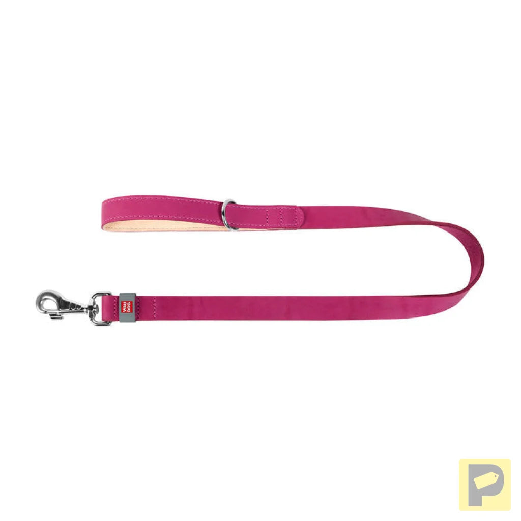 WAUDOG natural leather dog leash 20 mm wide, 122 cm long pink