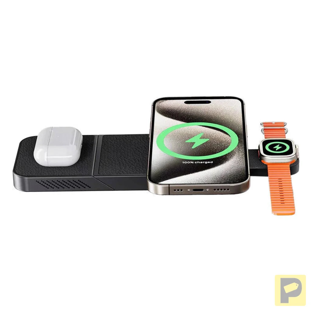 Wireless Charger, INVZI, MGF7B, 3in1, 15W (black)