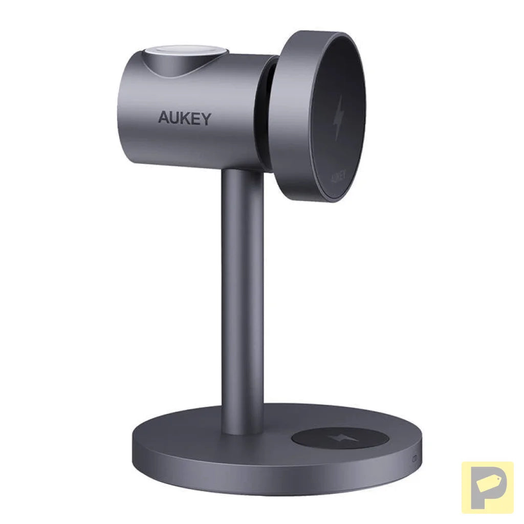 Wireless charger MagFusion 3 in 1 Aukey LC-MC311, 15W Qi2 (gray)