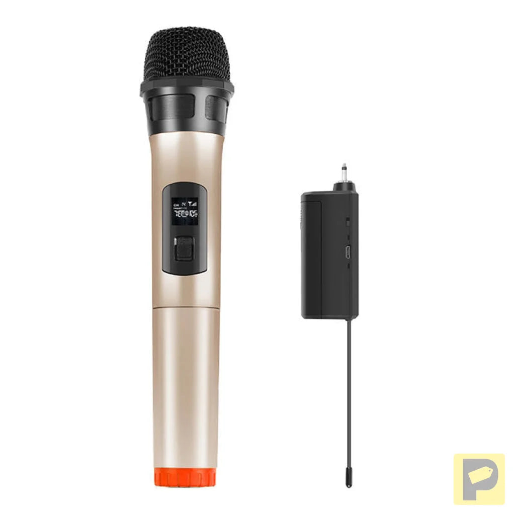 Wireless dynamic microphone UHF PULUZ PU628J 3.5mm (gold)