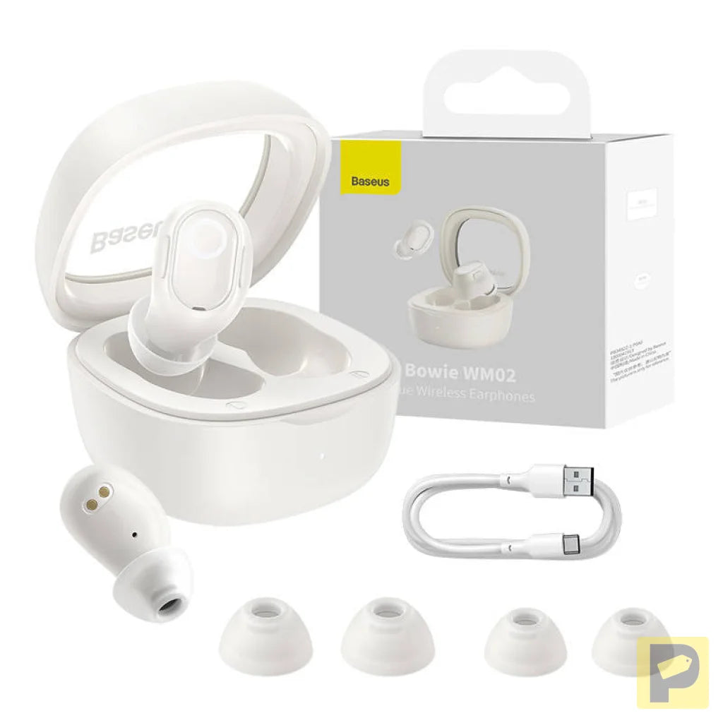 Wireless headphones Baseus Bowie WM02 TWS, Bluetooth 5.0 (white)