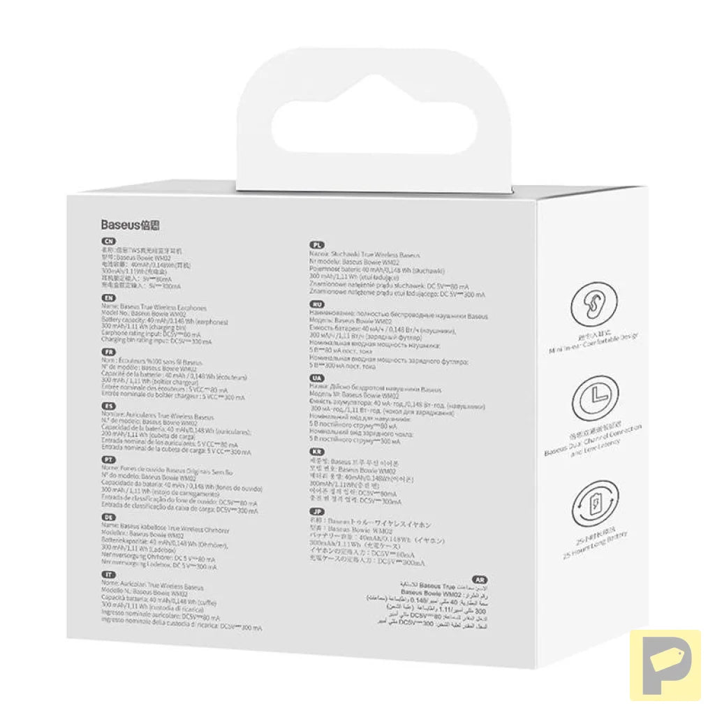 Wireless headphones Baseus Bowie WM02 TWS, Bluetooth 5.0 (white)