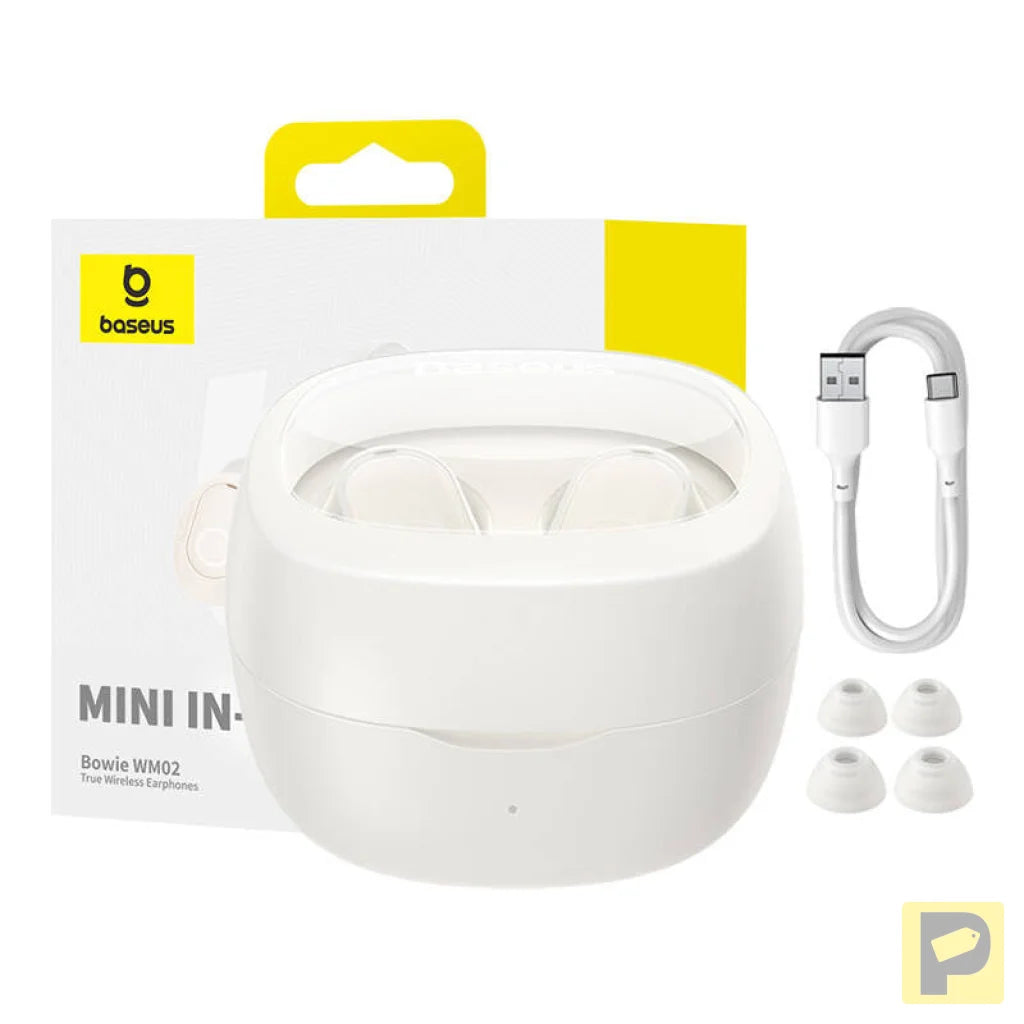 Wireless headphones Baseus Bowie WM02 TWS, Bluetooth 5.0 (white) OS