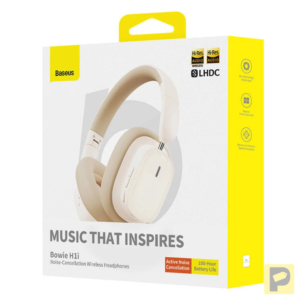 Wireless Headphones with Noise-Cancellation Baseus Bowie H1i (White)