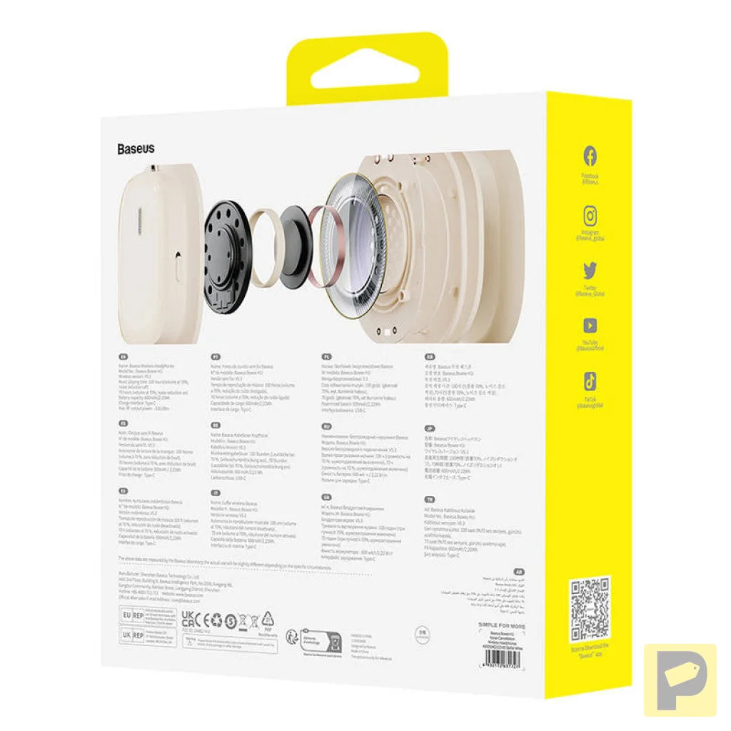 Wireless Headphones with Noise-Cancellation Baseus Bowie H1i (White)