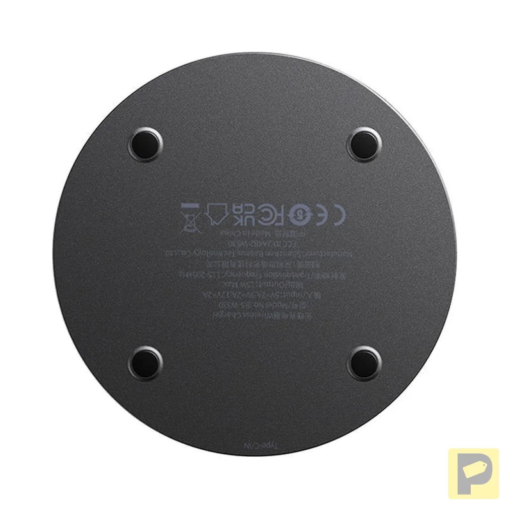 Wireless Qi inductive charger Baseus Simple 2, 15W with USB-C to USB-C cable (black)