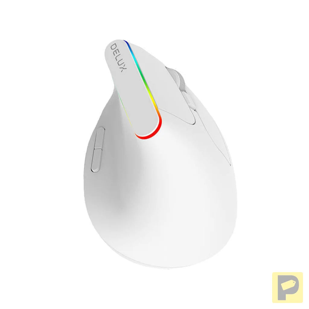 Wireless Vertical Mouse Delux M618C 2.4G 1600DPI RGB (white)