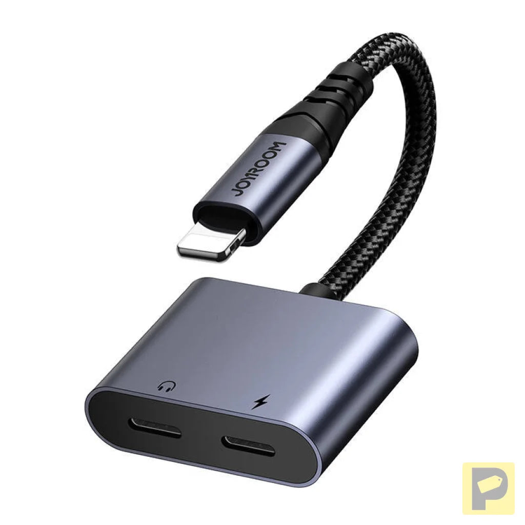 2-in-1 Audio adapter Joyroom SY-L01 Lightning to 3.5mm + Lightning (black)