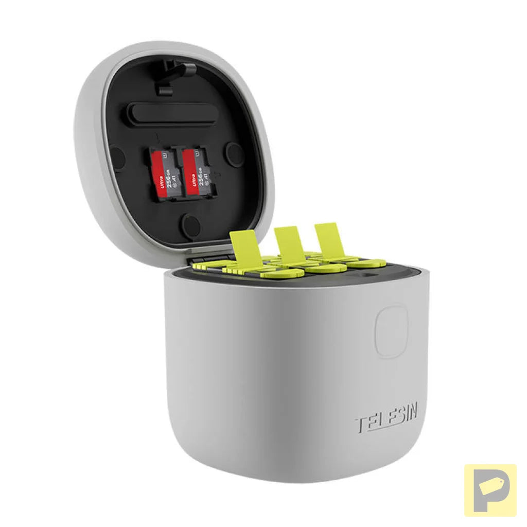 3-slot waterproof charger Telesin Allin box for GoPro Hero 9 / Hero 10 / Hero 11 / Hero 12 + 3 batteries (GP-BTR-906-GY-B)