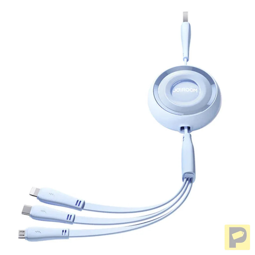 3in1 Joyroom Colorful USB to USB-C/Lightning/Micro USB cable 3.5A, 1m (blue)