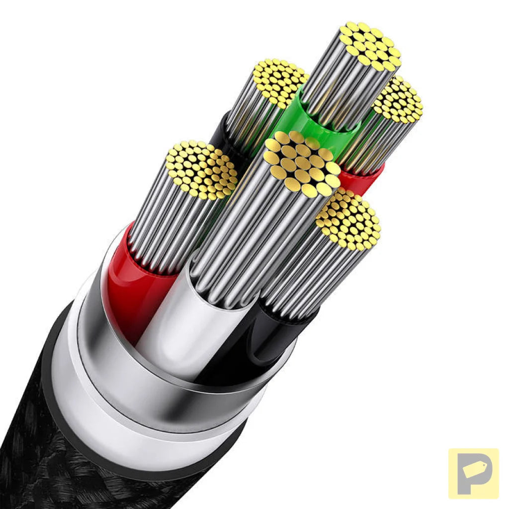 3in1 USB cable Baseus Flash Series, USB-C + micro USB + Lightning, 100W, 1.2m (black)