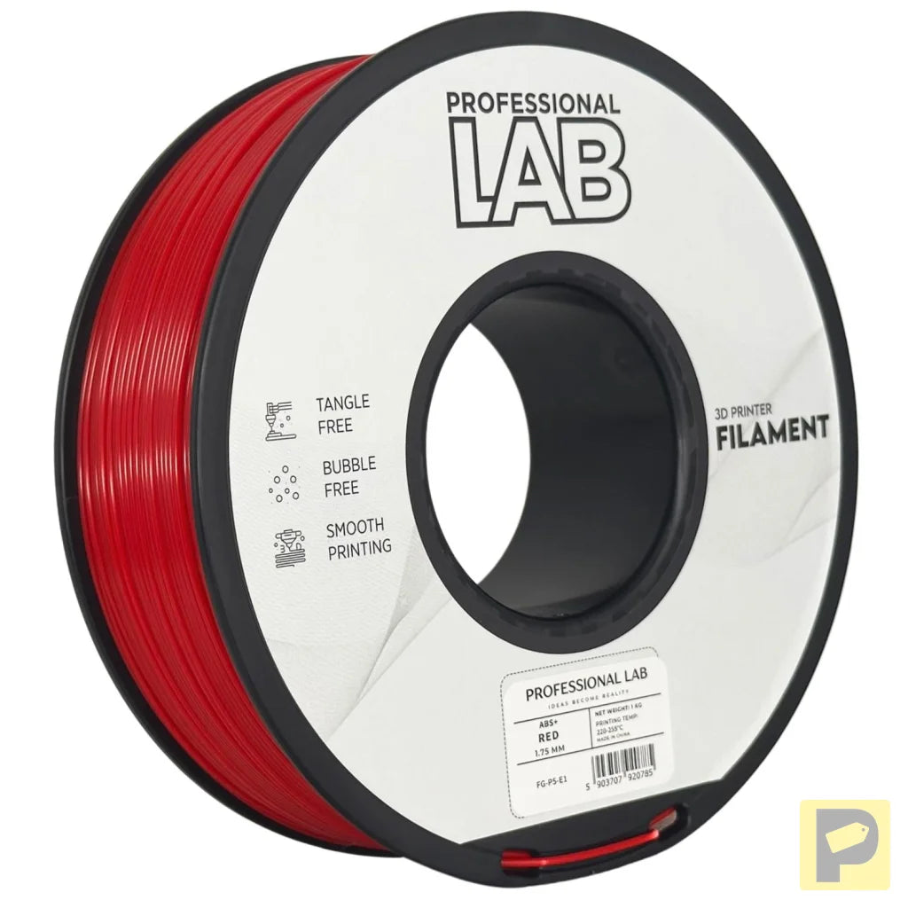 ABS is a strong, impact-resistant filament, ideal for functional parts and mechanical components. It requires a heated bed and enclosure to minimize warping and should be used in a well-ventilated area.