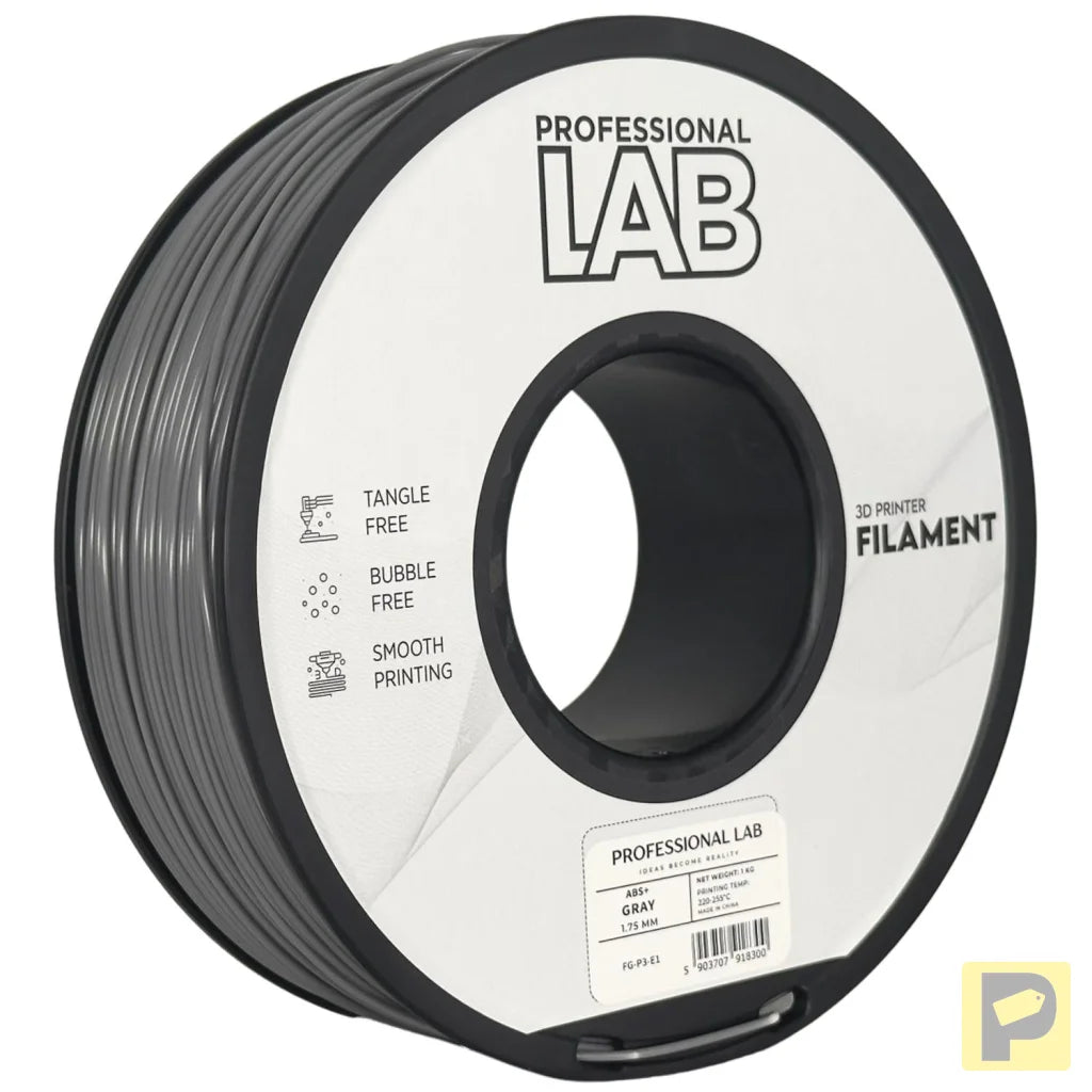 ABS is a strong, impact-resistant filament, ideal for functional parts and mechanical components. It requires a heated bed and enclosure to minimize warping and should be used in a well-ventilated area.