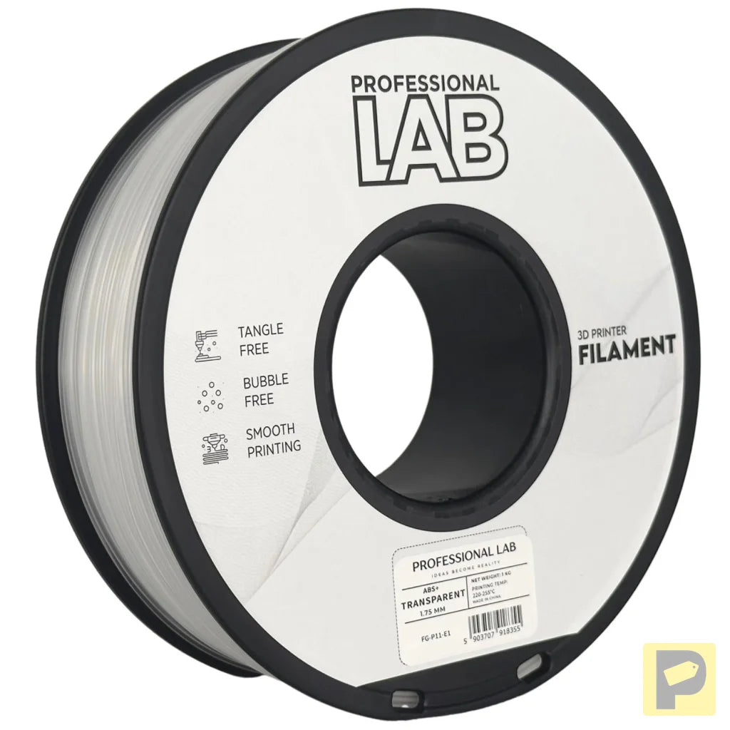 ABS is a strong, impact-resistant filament, ideal for functional parts and mechanical components. It requires a heated bed and enclosure to minimize warping and should be used in a well-ventilated area.
