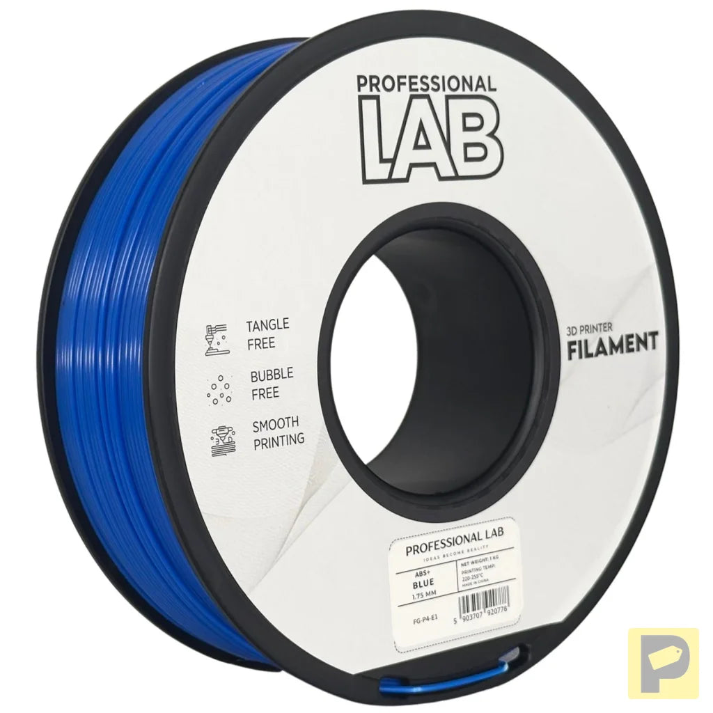 ABS is a strong, impact-resistant filament, ideal for functional parts and mechanical components. It requires a heated bed and enclosure to minimize warping and should be used in a well-ventilated area.